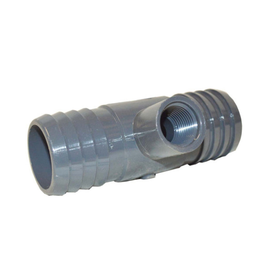 PVC Insert Fitting Tee- 1-1/2" Barbed x 1-1/2" Barbed x 1/2" FPT