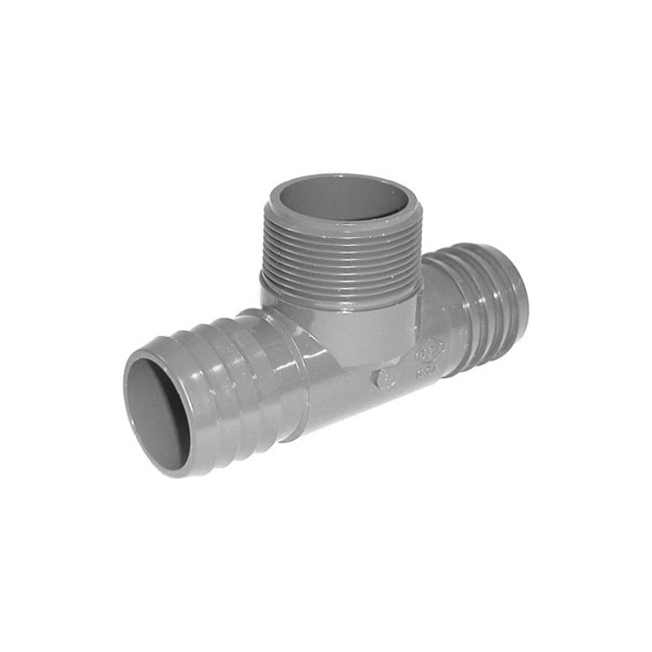 PVC Insert Fitting Tee- 1-1/2" Barbed x 1-1/2" Barbed x 1-1/2" MPT