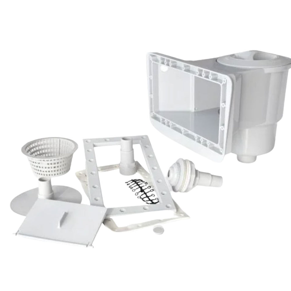 Widemouth Wall Skimmer complete kit parts for above-ground pools with durable ABS construction.