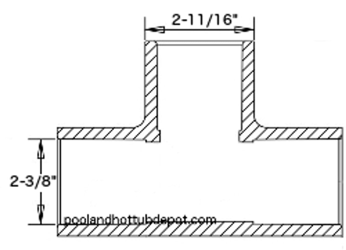 White PVC TEE  2" Slip x 2" Slip x 2" Slip