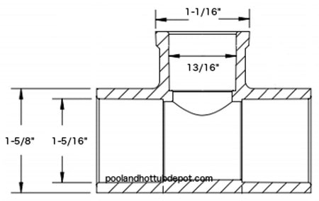 PVC TEE  1" Slip x 1/2" Slip Reducing  x 1" Slip