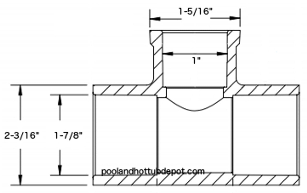 White PVC TEE  1-1/2" Slip x 3/4" Slip Reducing  x 1-1/2" Slip