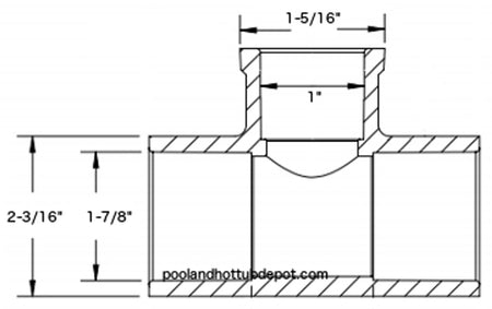 White PVC TEE  1-1/2" Slip x 3/4" Slip Reducing  x 1-1/2" Slip