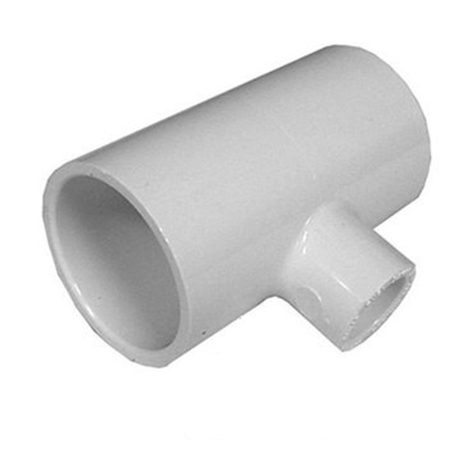 White PVC TEE  2-1/2" Slip x 2" Slip Reducing  x 2-1/2" Slip