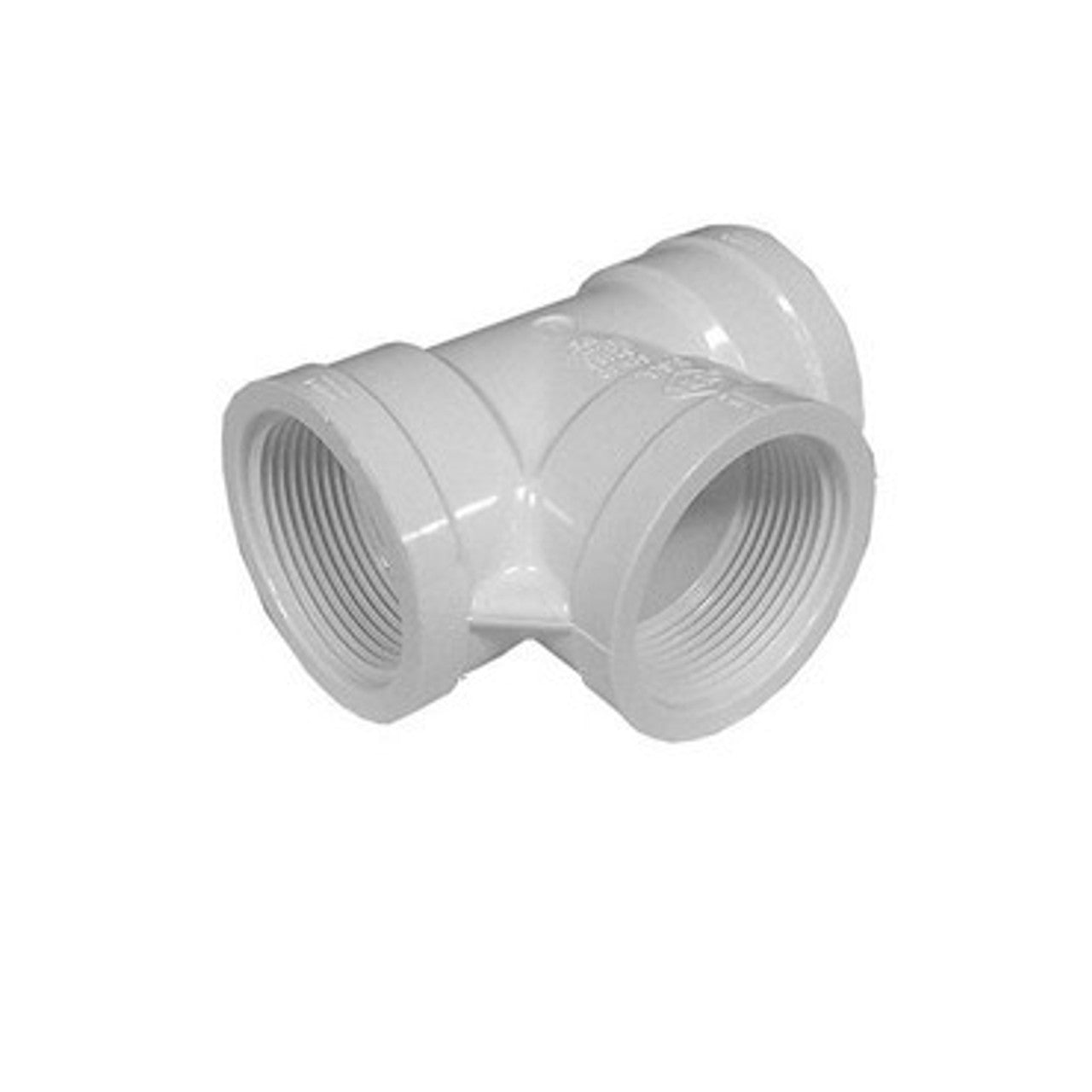 White PVC TEE 1-1/2" FPT x 1-1/2" FPT x 1-1/2" FPT