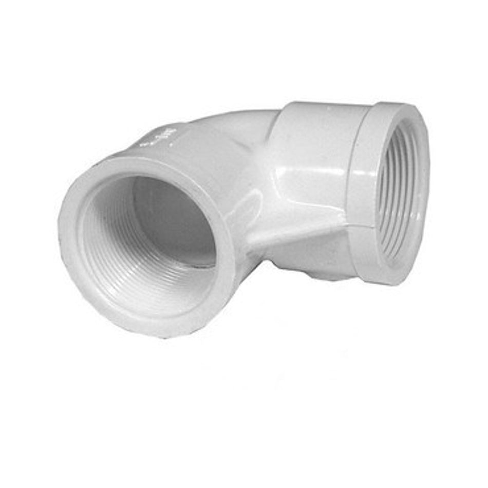 White PVC Elbow - 1-1/2" FPT x 1/2" FPT, 90 Degrees