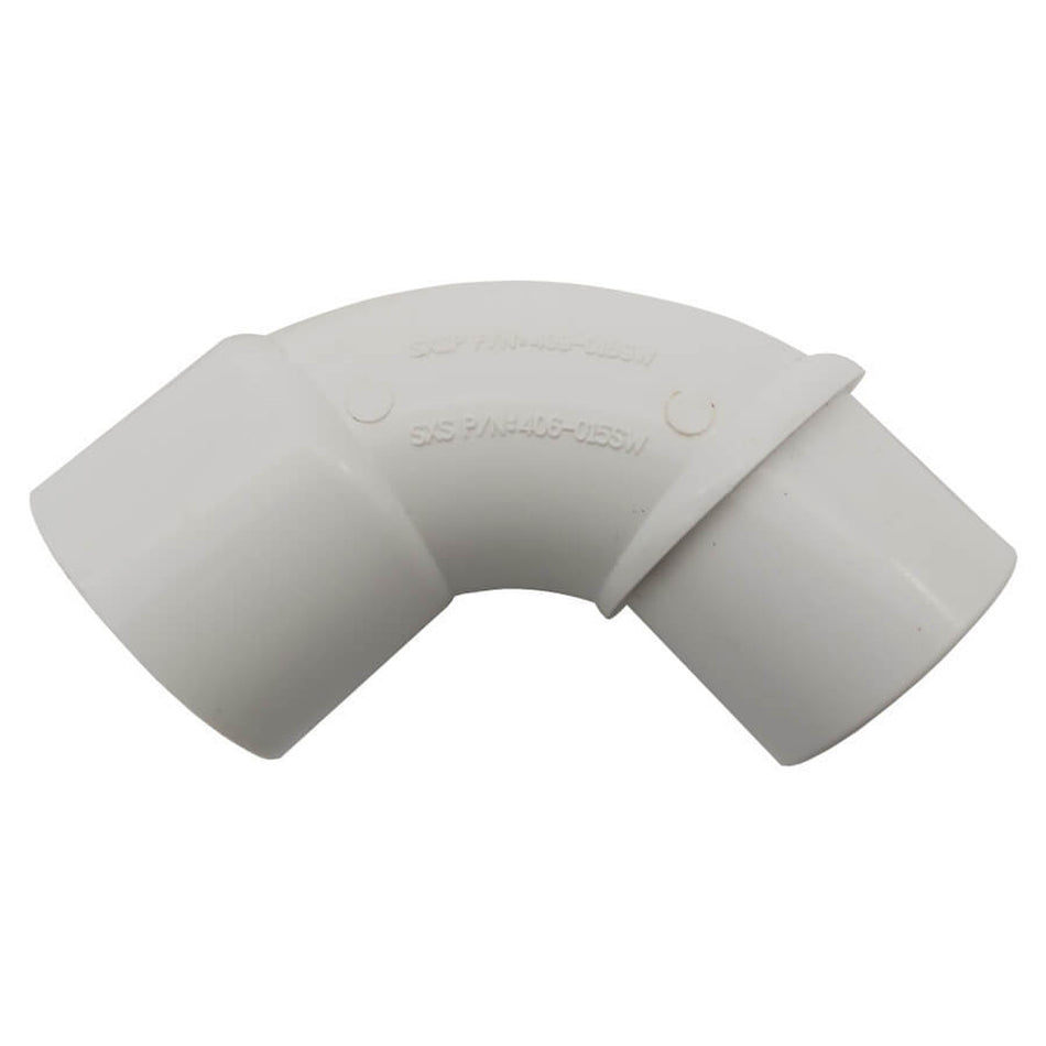 White PVC Sweep Elbow - 1-1/2" Slip x 1-1/2" Spigot