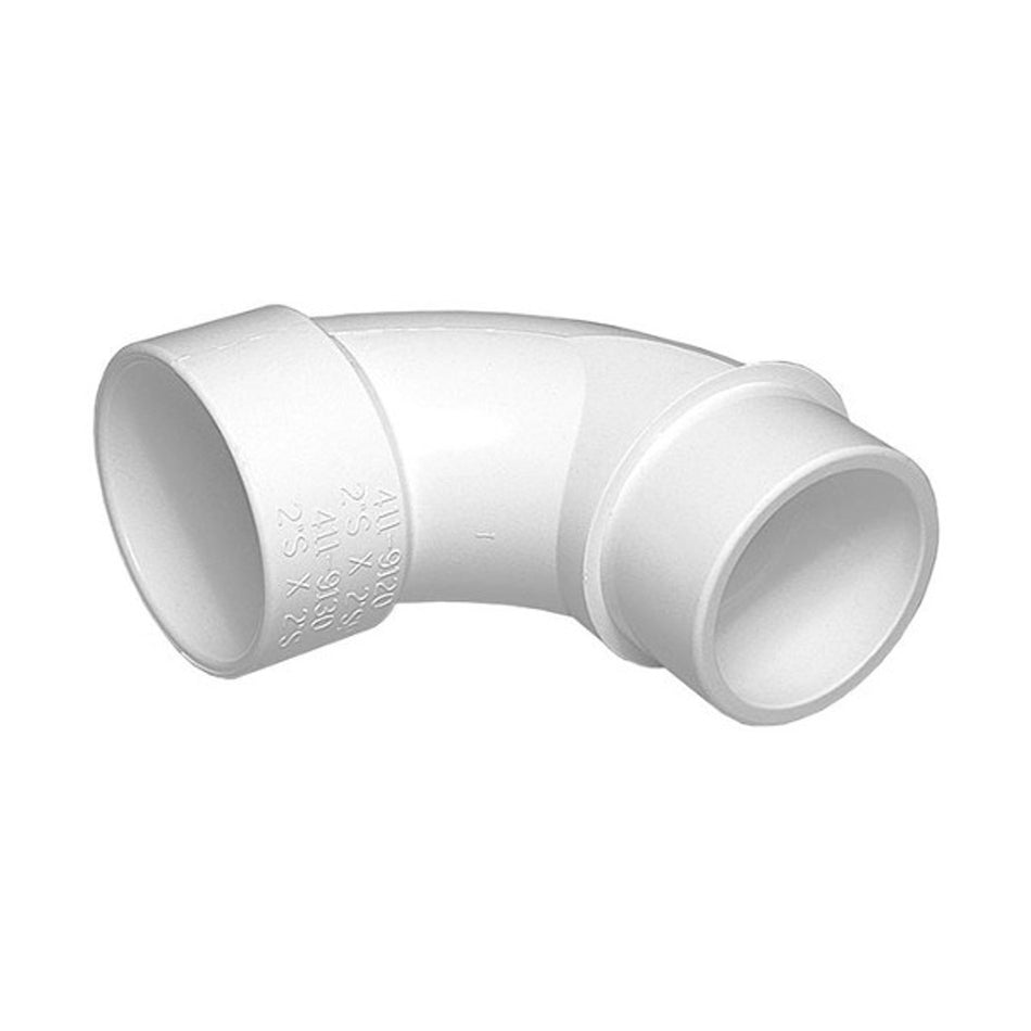 White PVC Sweep Elbow - 2" Slip x 2" Spigot