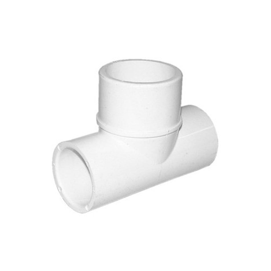 White PVC Tee - 1-1/2" Slip x 1-1/2" Slip x 1-1/2" Spigot