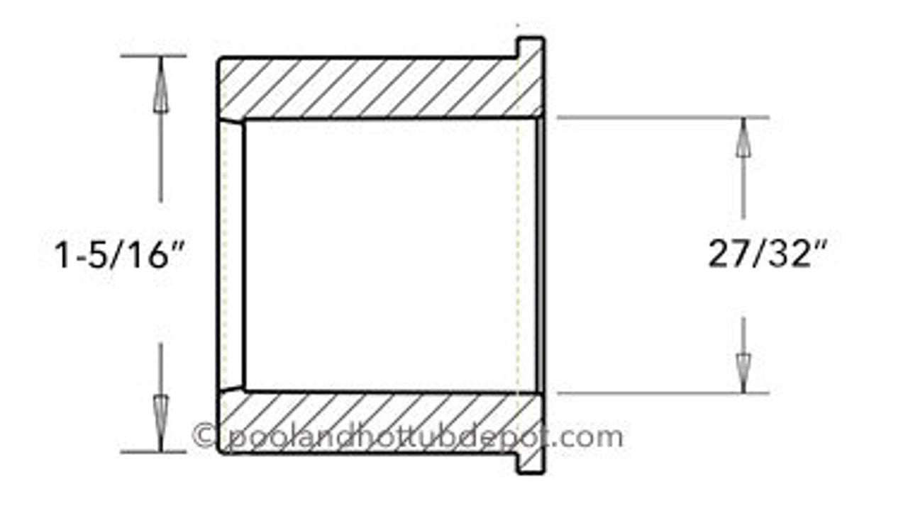 White PVC Reducer Bushing - 1" Spigot x 1/2" Slip