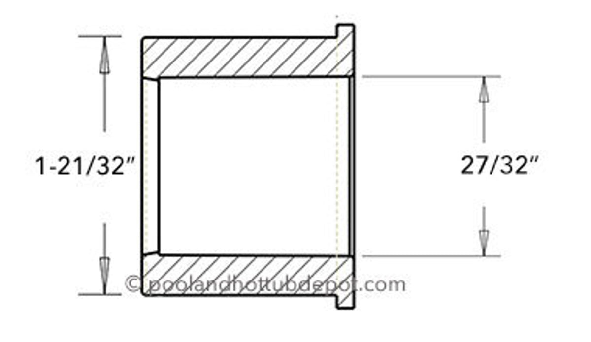 White PVC Reducer Bushing - 1-1/4" Spigot x 1/2" Slip
