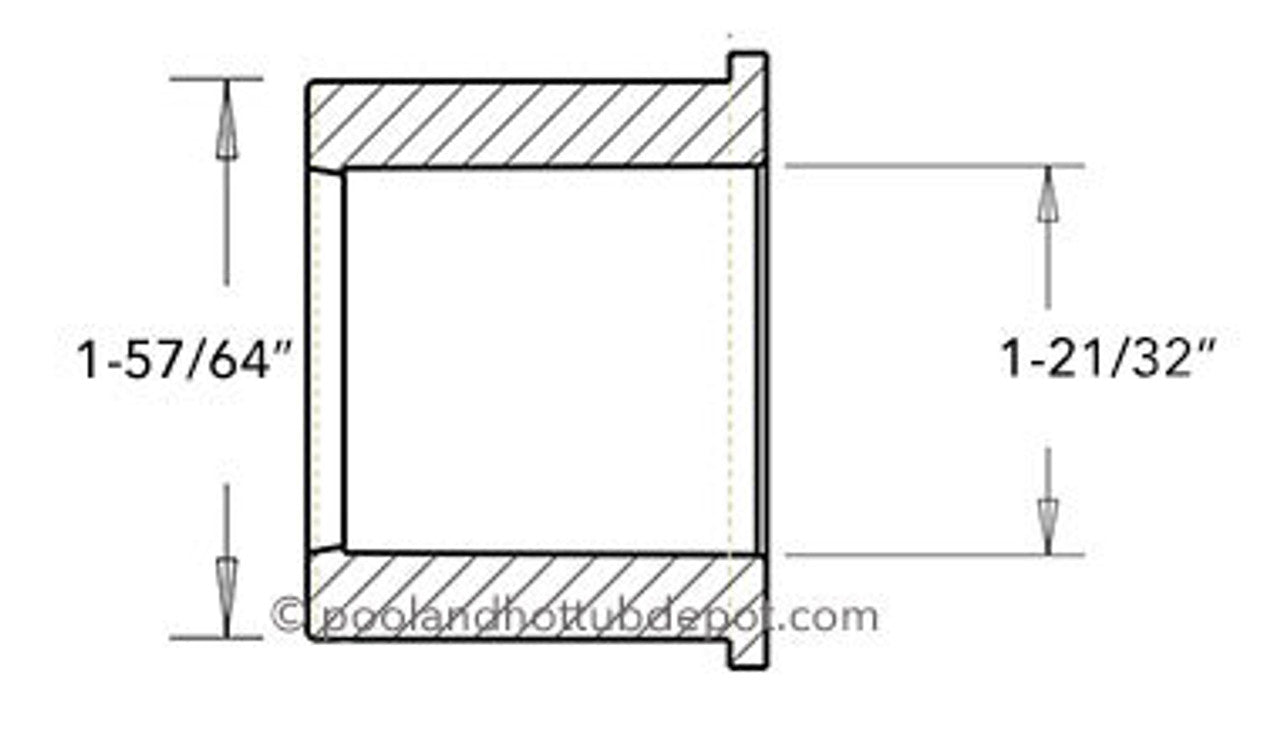 White PVC Reducer Bushing - 1-1/2" Spigot x 1-1/4" Slip