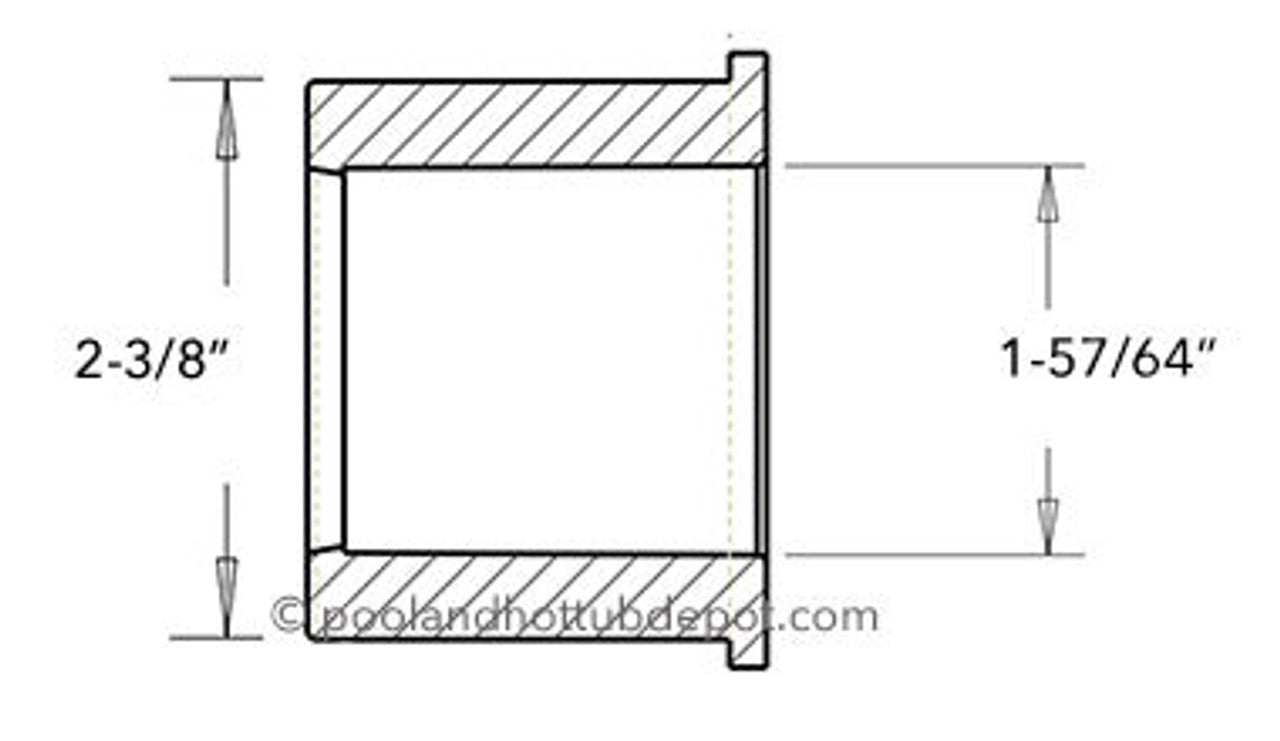White PVC Reducer Bushing - 2" Spigot x 1-1/2" Slip