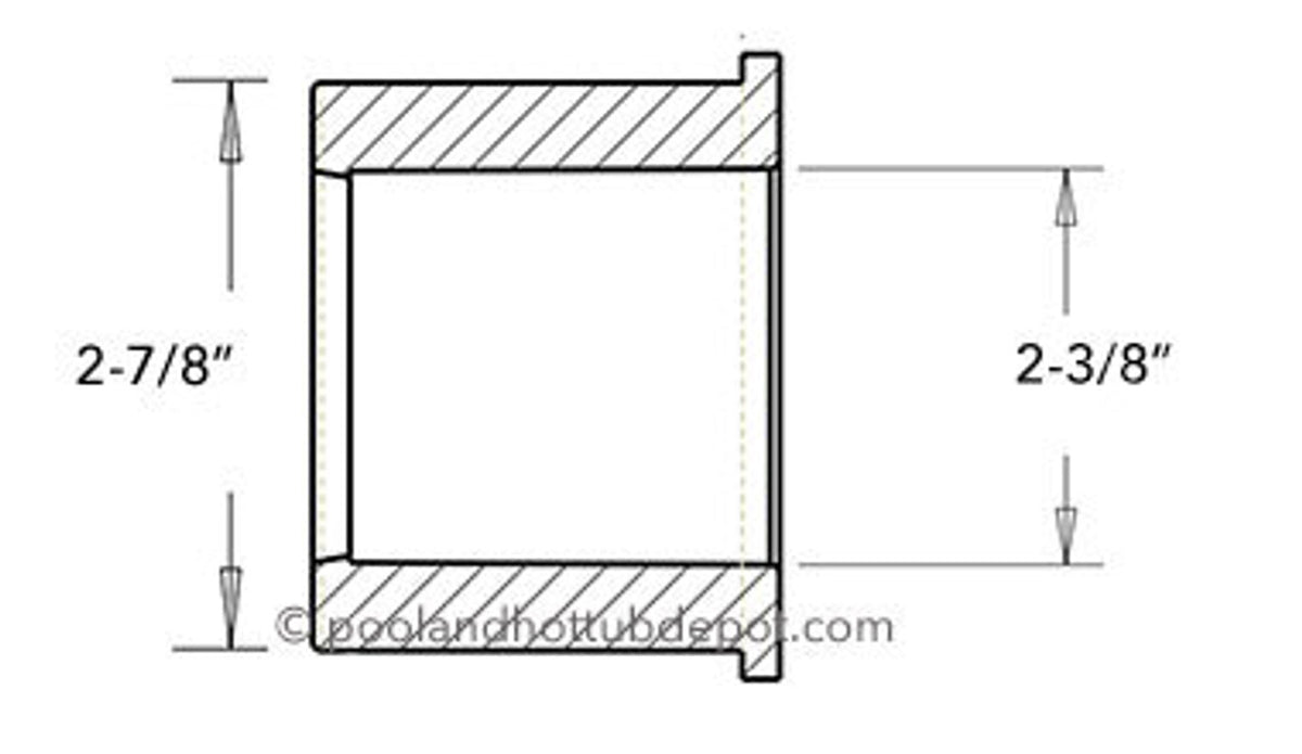 White PVC Reducer Bushing - 2-1/2" Spigot x 2" Slip