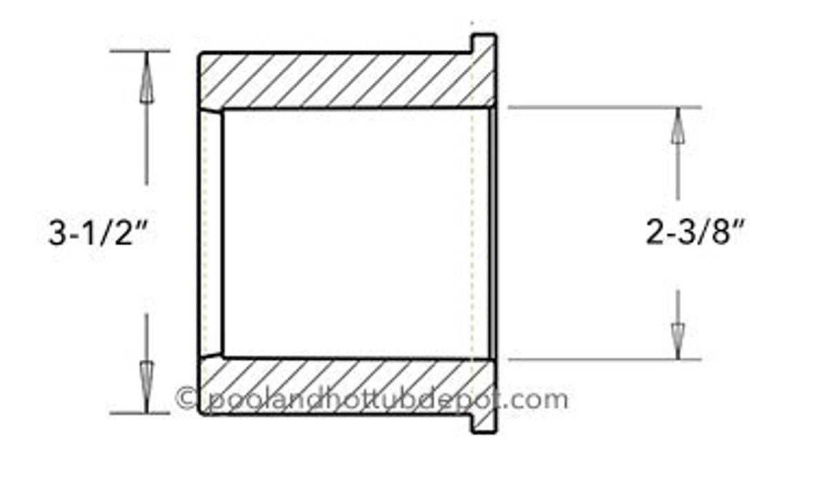 White PVC Reducer Bushing - 3" Spigot x 2" Slip
