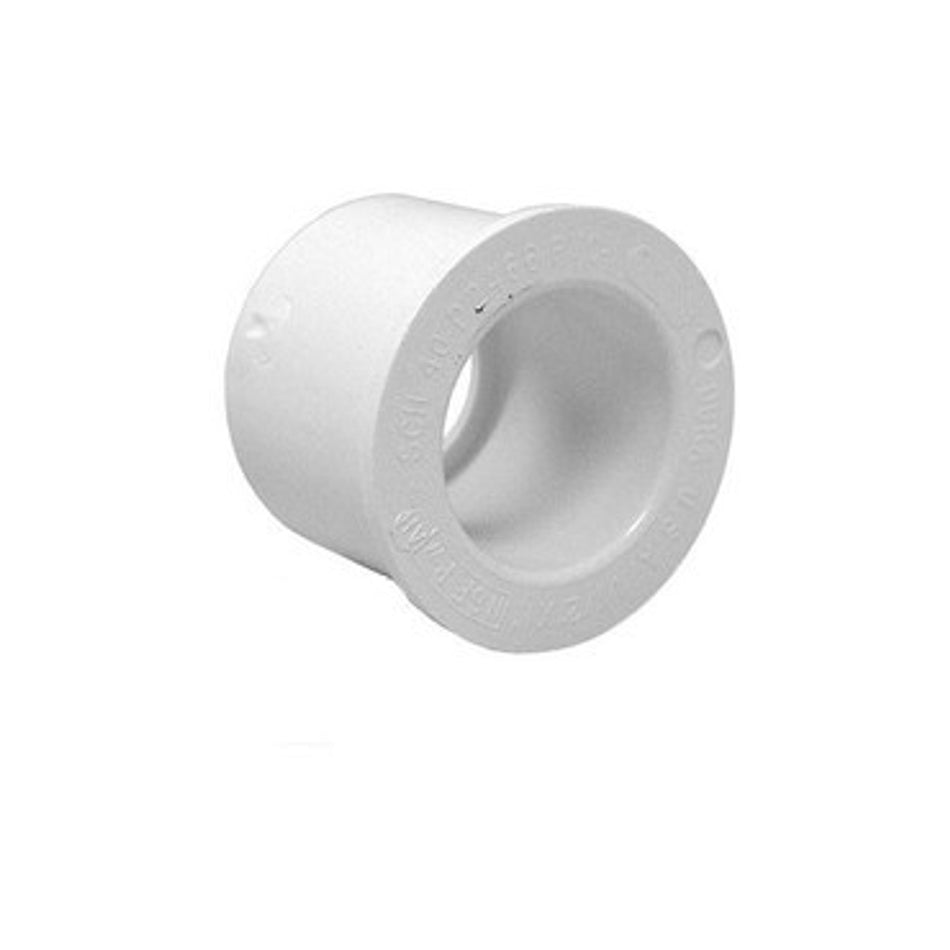 White PVC Reducer Bushing - 3/4" Spigot x 1/2" Slip