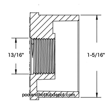 White PVC Reducer Bushing - 1" Spigot x 3/4" FPT