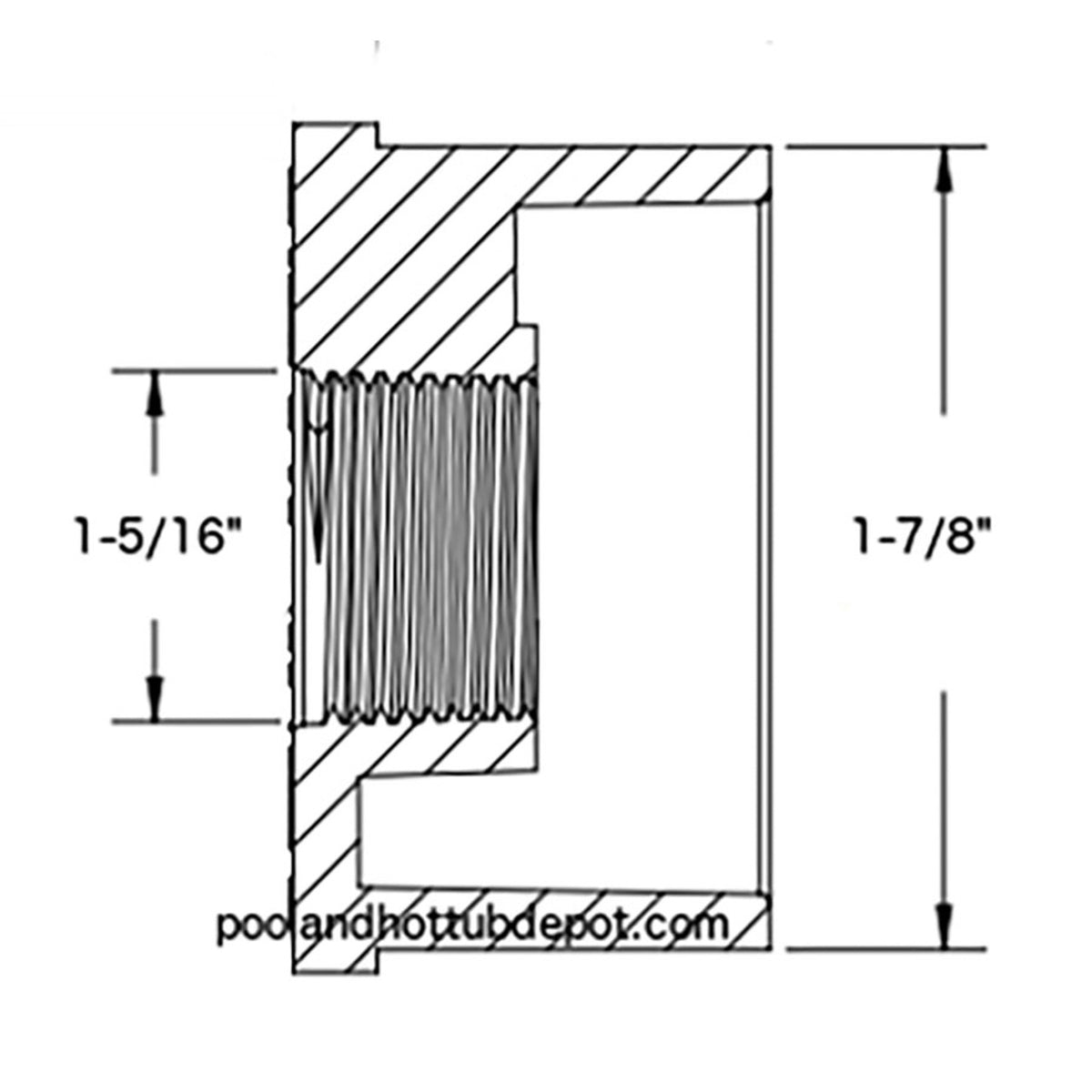 White PVC Reducer Bushing - 1-1/2" Spigot x 1" FPT