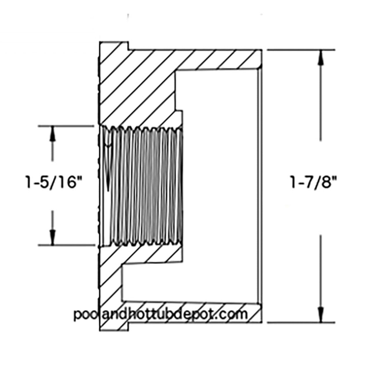 White PVC Reducer Bushing - 1-1/2" Spigot x 1" FPT