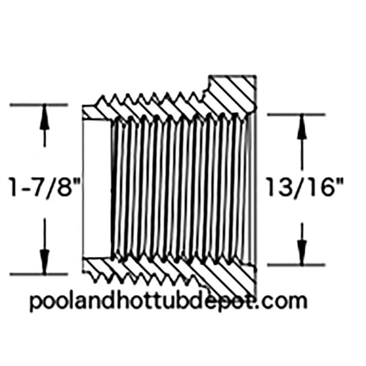 White PVC Threaded Bushing - 1-1/2" MPT x 1/2" FPT