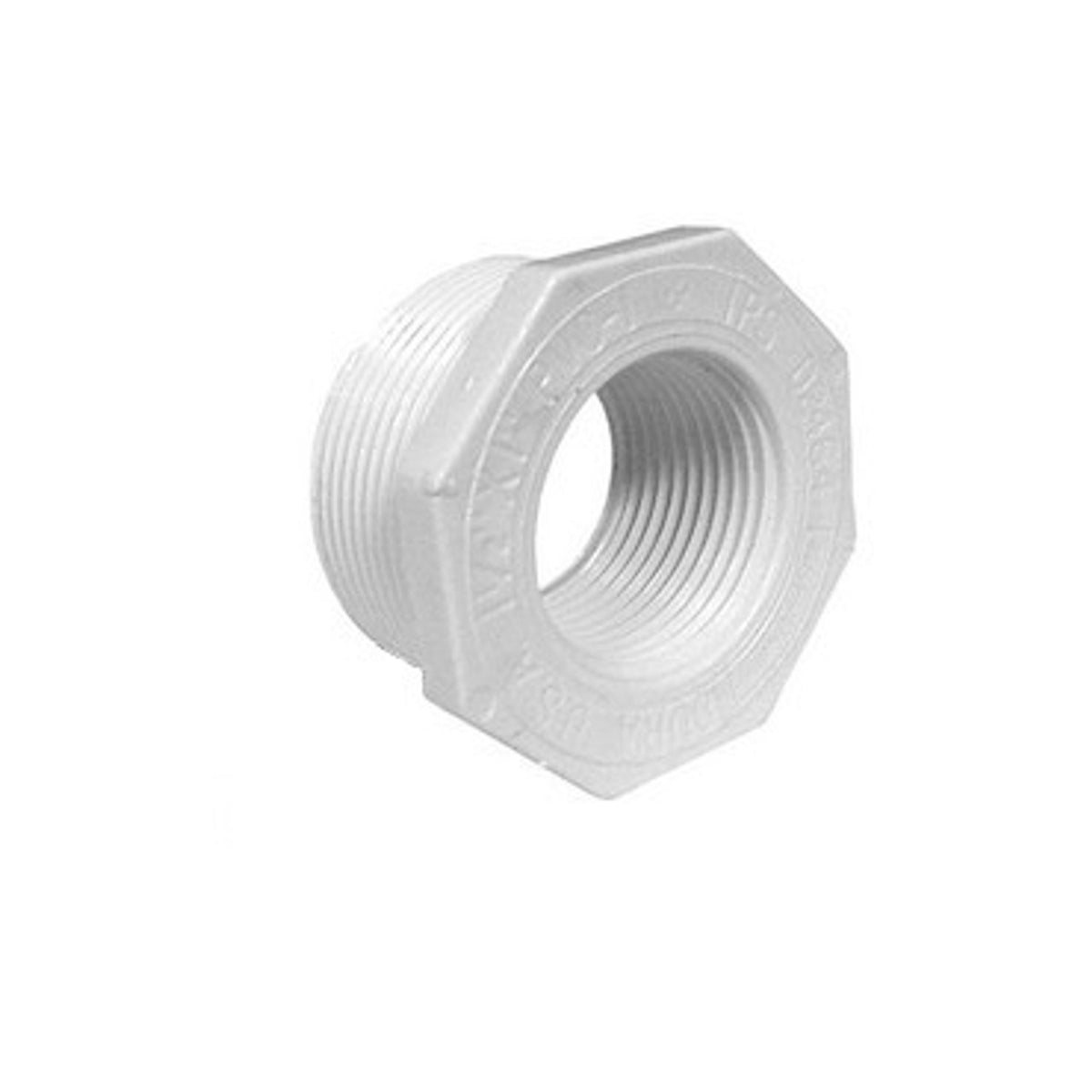 White PVC Threaded Bushing - 1/2" MPT x 1/4" FPT