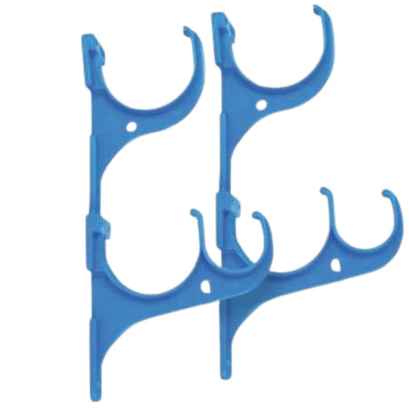 Triple Hook Accessories Hanger 2 Pack - Blue, ideal for organizing pool cleaning tools and reducing clutter.