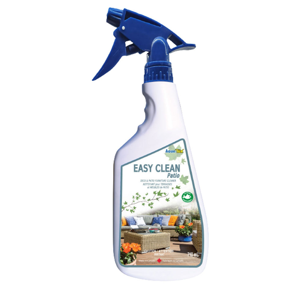 Easy Clean Patio cleaner spray bottle designed for outdoor furniture and surfaces by Aqua-Tek Inc.
