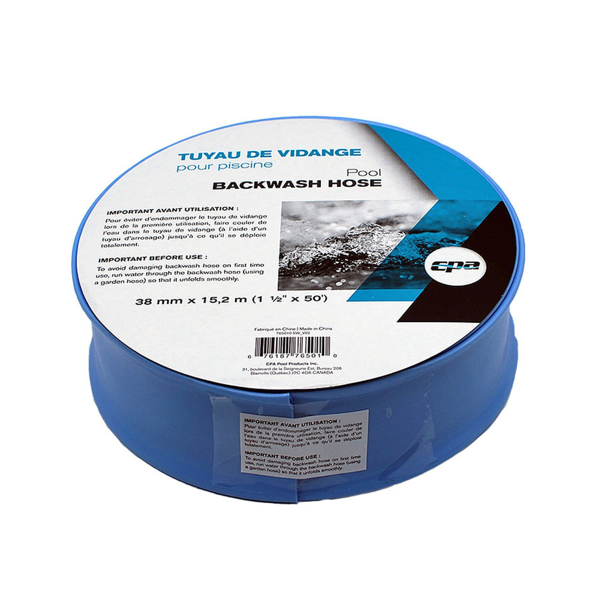 Heavy duty 1-1/2" pool backwash hose, 50ft