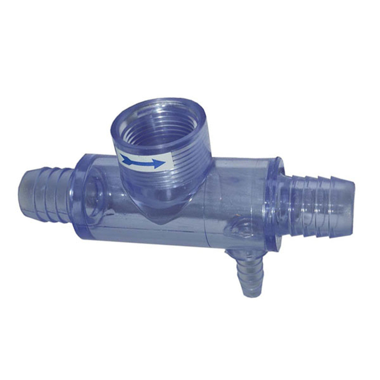 3/4" Clear Tee With 3/8 Bottom Barb, Sundance 