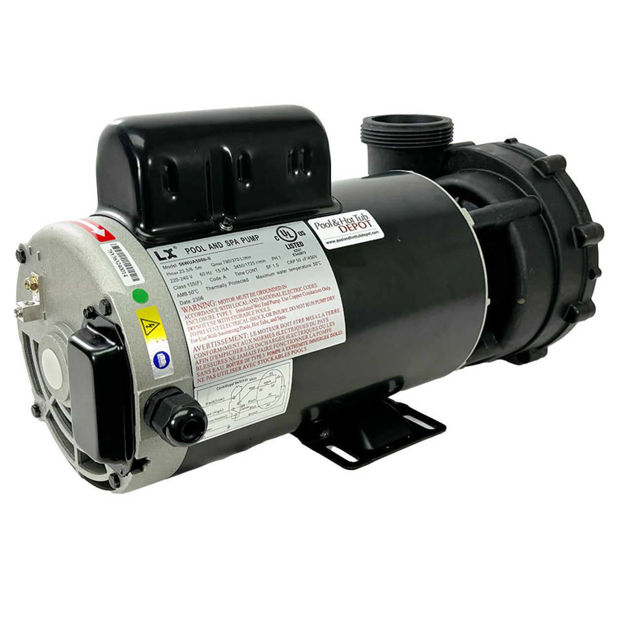 LX Hot Tub Pump 5.0HP, 2-2.5