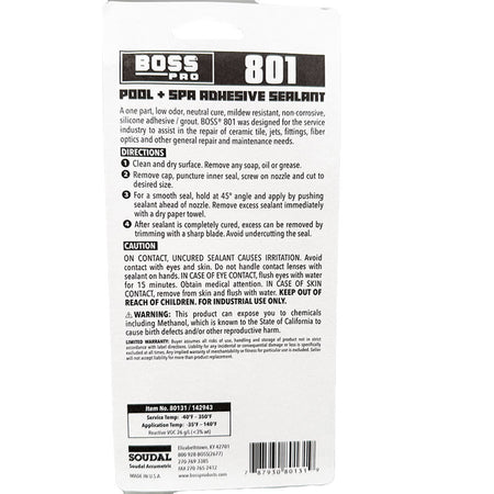 Boss 801 Pool & Spa Silicone - Clear 3oz