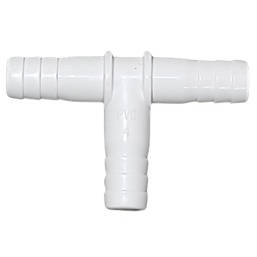 White ribbed barb tee 3/8".