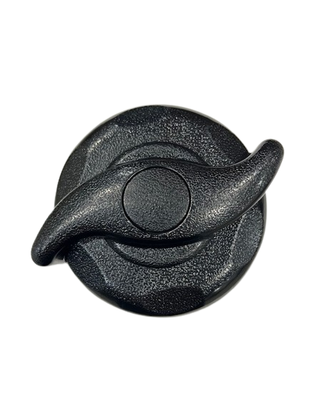 Diverter 2" S, Scalloped - Black, top view of a black diverter cap with scalloped design for easy grip and adjustment.