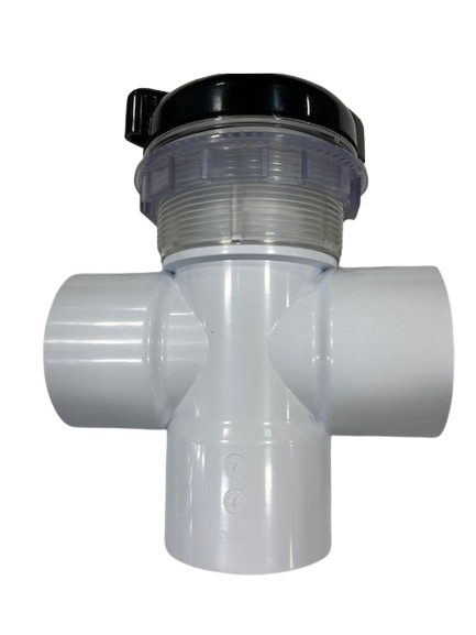 Diverter 2" S, Scalloped - Black for precise water flow control in pools and spas.