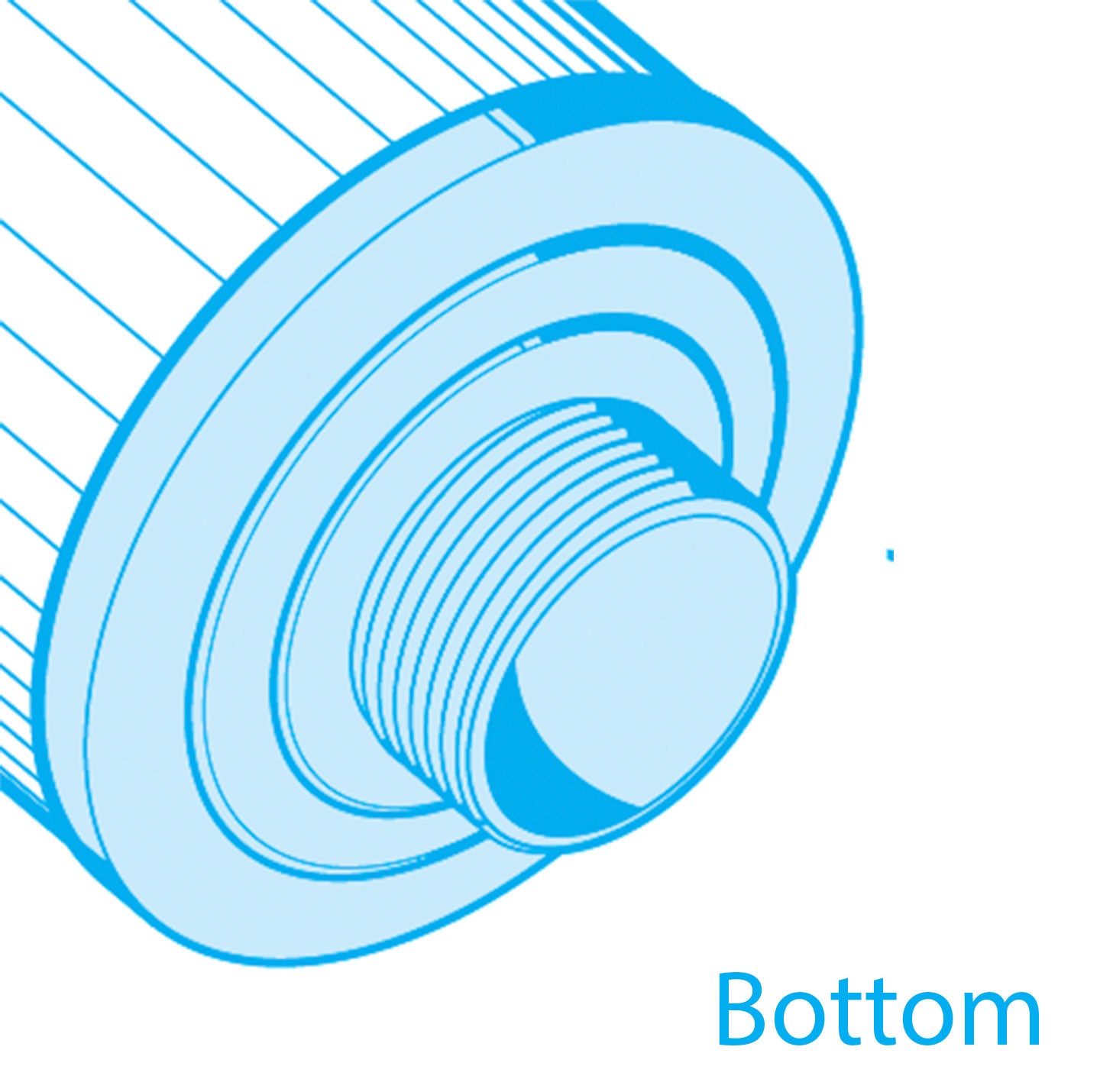 Bottom view of Filter For Jacuzzi J-200 - 2540-381 showing 2 inch male MPT threads.
