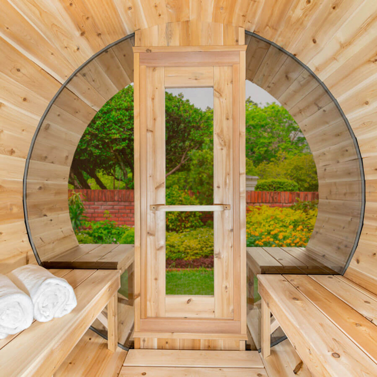 Barrel Sauna With Porch 7' x 7'
