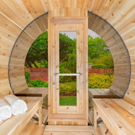 Barrel Sauna With Porch 7' x 7'