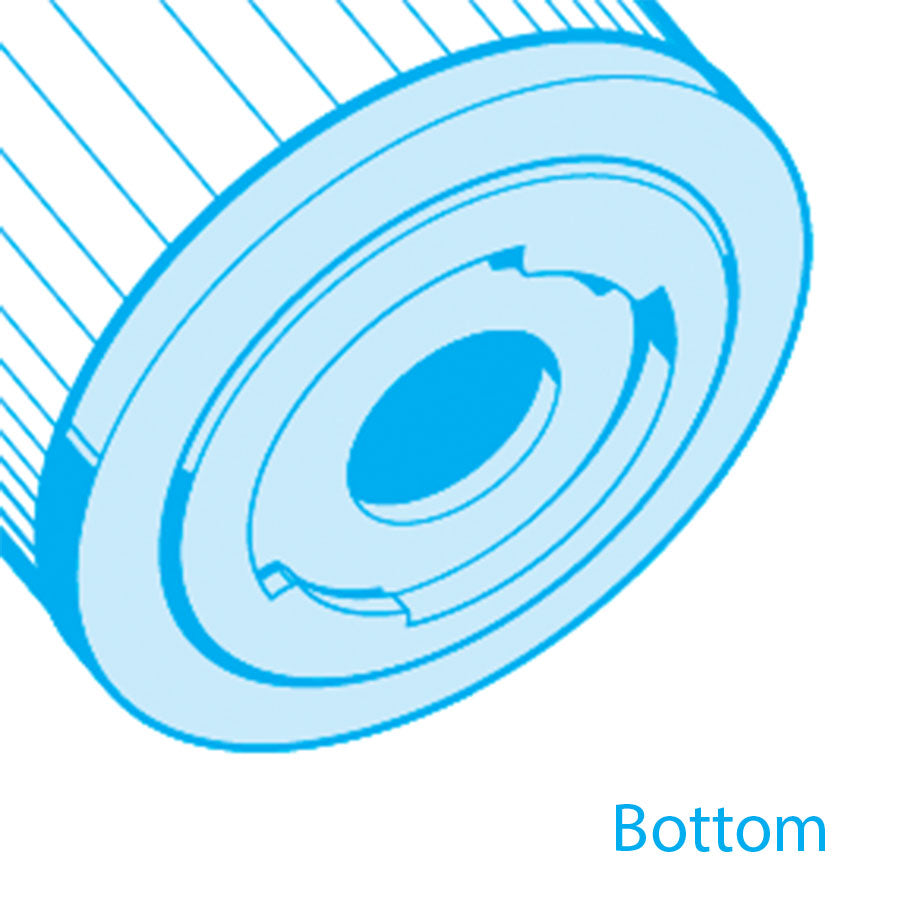 Bottom view of ProAqua Filter For Hayward CX591XRE pool cartridges showing open 2" twist lock end.