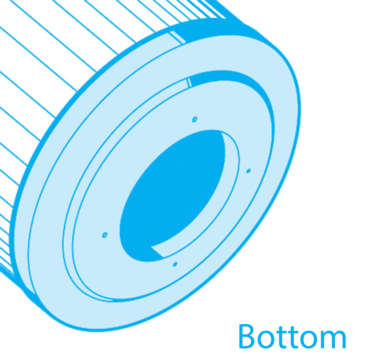 Bottom view of the Filter For Jacuzzi J-200 - 2540-381 showing 3-5/8" open with lip seal.