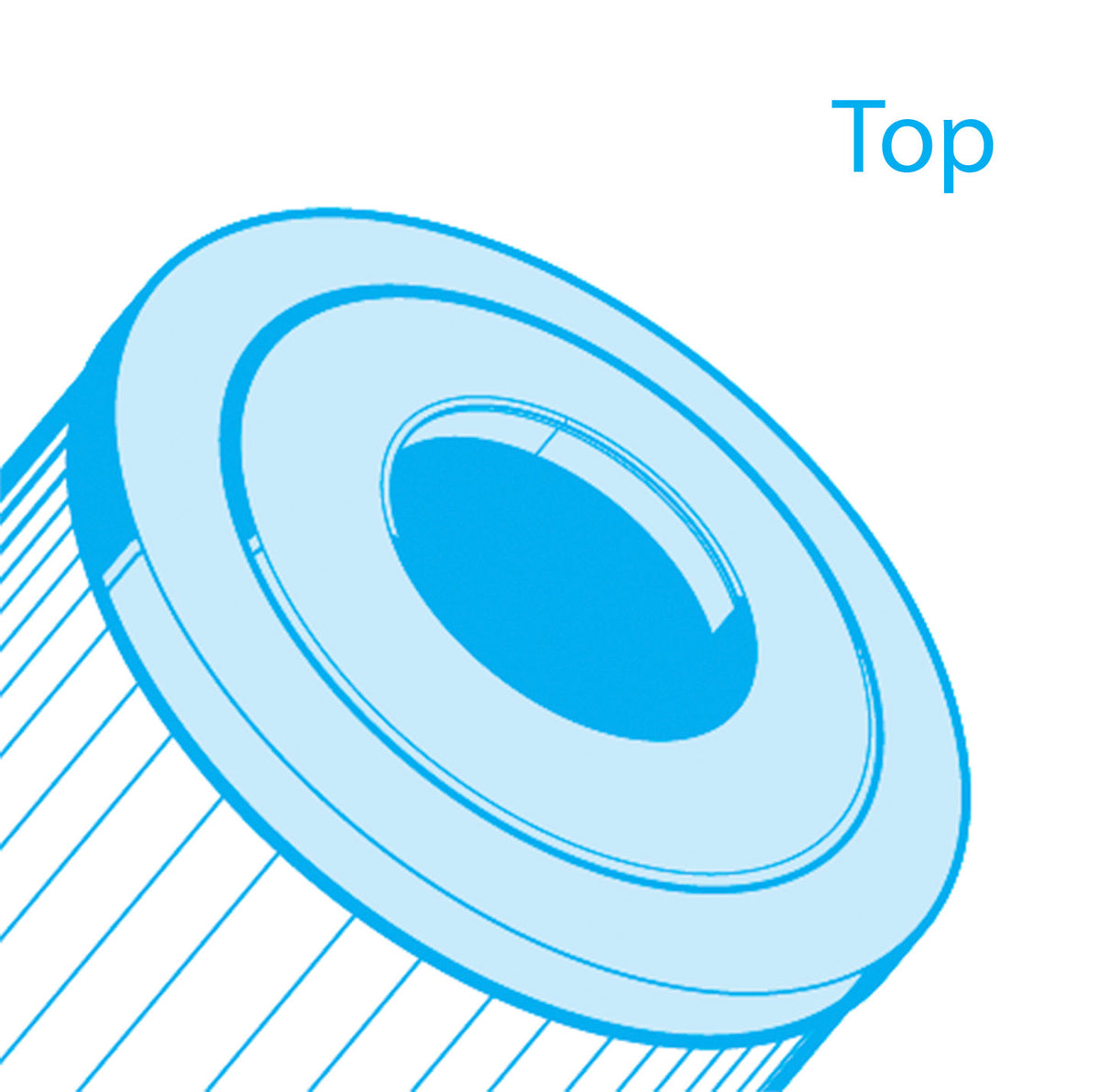 Top view of Hayward CX150XRE and SwimClear C150S pool cartridges showing a 4 inch hole.